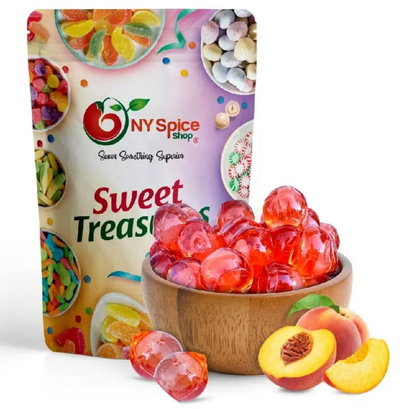 NY SPICE SHOP Fruit Filled Peach Burst Gummy - 1 Pound - Peach Burst Candy - Gummies Burst Peach Flavor - Peach Gummies Juicy Fruity Candies