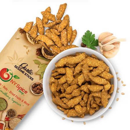 NY SPICE SHOP Garlic Sesame Sticks - 1 Pound - Sesame Snack Sticks - Mouthwatering Snacks Blend
