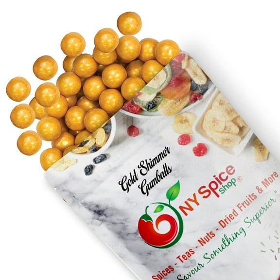 NY SPICE SHOP Gold Shimmer Gumballs - 3 Pound - Party Gold Gumballs - Metallic Gold Bubblegum Balls - Golden Candy Spheres - Sparkle Finish Chewy Gum Treats