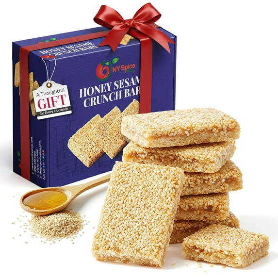 NY SPICE SHOP Sesame Honey Crunch Bars - 1 Pound - Honey Sesame Crunch Bars - Sweet Crispy Sesame Snack - Traditional Sesame Candy - Classic Honey Crunch Bar Treat - Perfect for Sharing & Gift