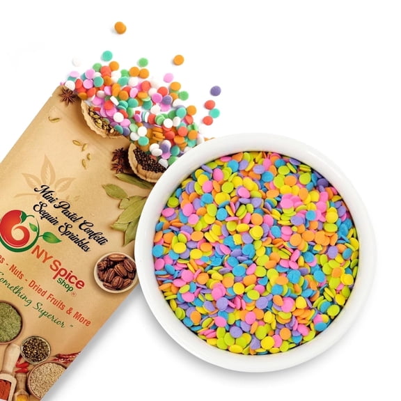 NY SPICE SHOP Mini Pastel Confetti Sequin Sprinkles - 08 Ounce - Cake Decorating Sprinkles - Cake Sprinkles and Toppings - Sprinkles for Cake Decorating
