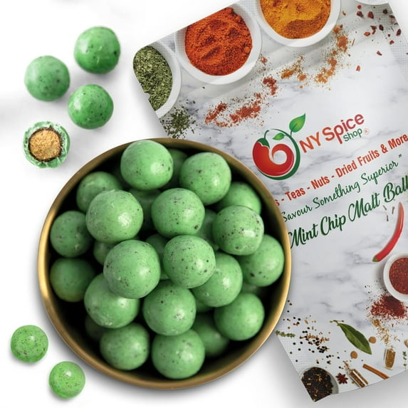 NY SPICE SHOP Mint Chip Malt Balls - 1 Pound - Candy Balls - Chocolate Covered Balls