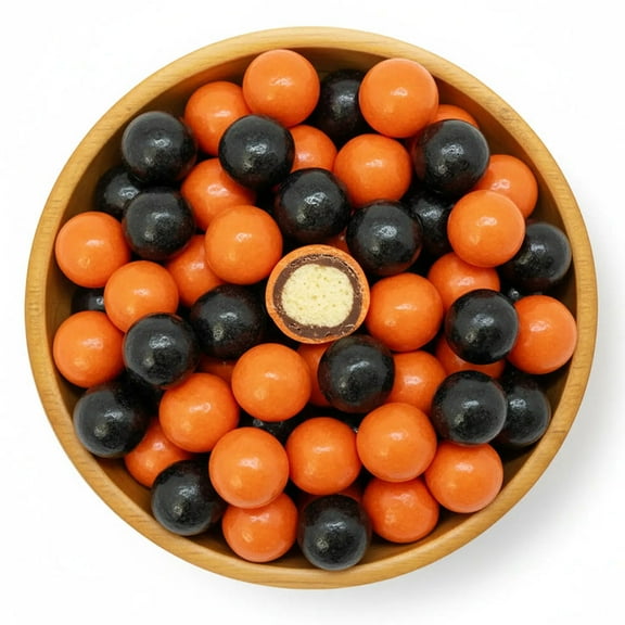 NY SPICE SHOP Halloween Orange & Black Dark Chocolate Malt Balls - 08 Ounce - Halloween Dark Chocolate Malt Balls - Spooky Orange & Black Malted Milk Balls - Dark Chocolate Malt Ball Holiday Snacks