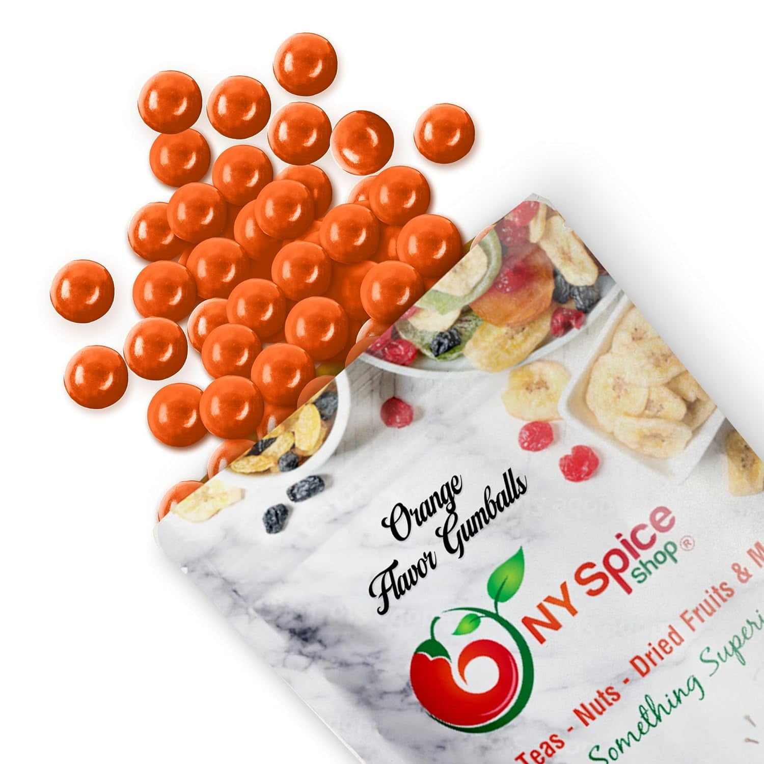 NY SPICE SHOP Orange Gumballs - 3 Pound - Orange Flavor Gumballs - Orange Bubble Gum Balls - Citrus Gumballs - Tangy Orange Gum Spheres