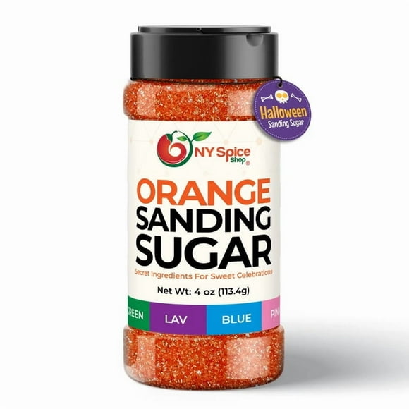 NY SPICE SHOP Halloween Orange Sanding Sugar - 04 Ounce - Halloween Colored Sugar Crystals - Colored Sugars for Cookie Decorating - Colored Sanding Sugar