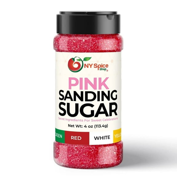 NY SPICE SHOP Pink Sanding Sugar - 04 Ounce - Sanding Pink Sugar - Sanding Sugar Pink - Pink Sanding Sugar for Baking - Pink Baking Supplies - Colored Sugars for Cookie Decorating