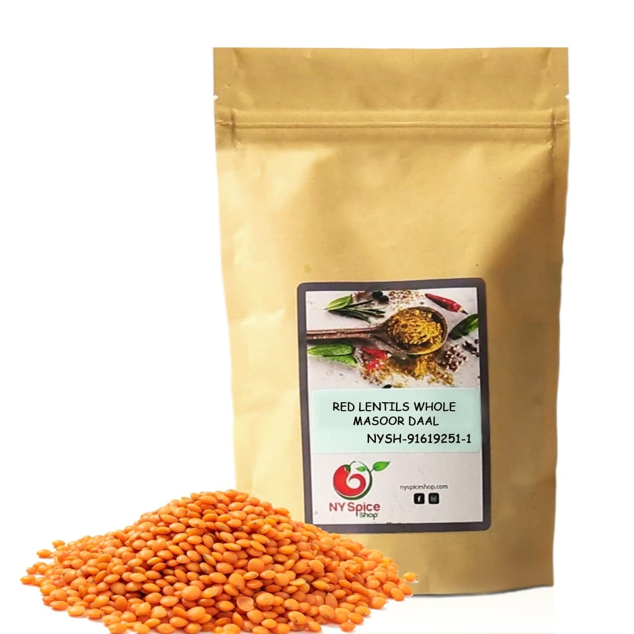 NY SPICE SHOP Red Lentils Whole - 3 Pound - Dry Raw Beans - Easy To Cook - Perfect For Lentil Soup, Stews, Curry