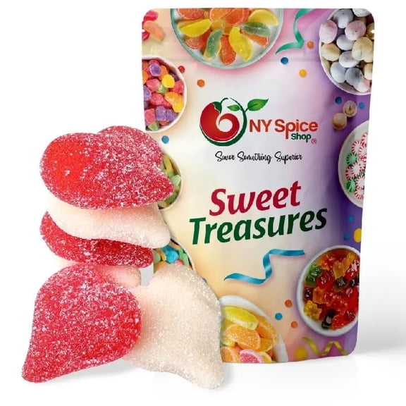NY SPICE SHOP Red & White Sour Gummy Hearts - 1 Pound - Valentines Day Candy - Valentine Candy Bulk - Valentines Day Gifts Candy