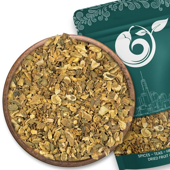 NY SPICE SHOP Rhubarb Root - 1 Pound Cut & Sifted - Rheum Palmatum - Chinese Rhubarb - Turkey Rhubarb - Natural Fresh Rhubarb Root Herb