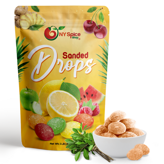 NY SPICE SHOP Sassafras Sanded Candy Drops - 1 Pound - Classic Sassafras Flavored Hard Candy - Sour Drops Candy - Old Fashioned Sanded Drops - Perfect for Snacking, Sharing & Decor