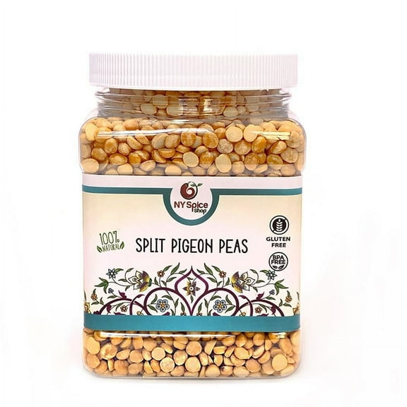 NY SPICE SHOP Split Pigeon Peas - 1.5 Lbs Jar - Toor Dal - Split Peas - Dried Peas - Split Peas - Dry Split Pea - Dry Peas