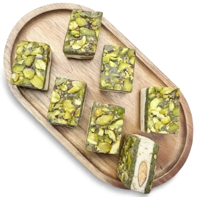 NY SPICE SHOP Square Pistachios Nougat - 3 Pound - Nougat Pistachio Bar - Traditional Pistachio Nougat Treat - Mediterranean Nougat with Pistachios - Nutty Nougat Delight