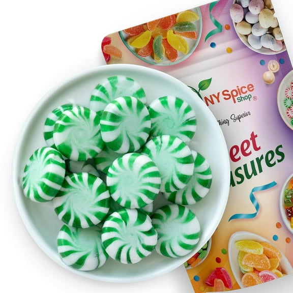 NY SPICE SHOP Starlight Spearmints Hard Candy - 2 Pound - Green & White Mint Discs - Individually Wrapped Classic Mints - Classic Spearmint Hard Candy - Traditional Refreshing Mint Sweets