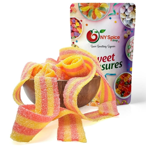 NY SPICE SHOP Strawberry & Banana Sour Belts - 1 Pound - Sour Strips Candy - Sour Candy Strips - Sour Belts Candy - Candy Strips - Candy Belts - Sour Stripes