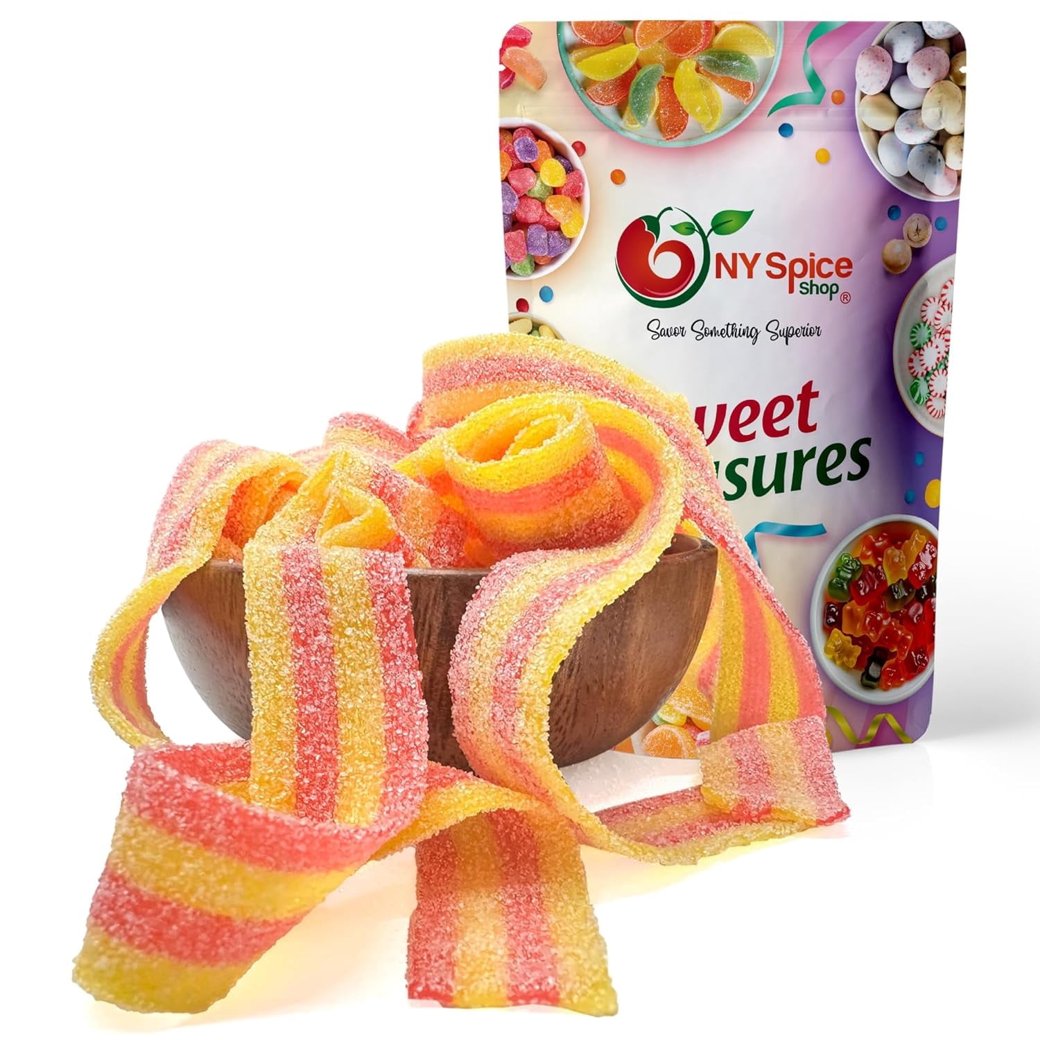 NY SPICE SHOP Strawberry & Banana Sour Belts - 3 Pound - Sour Strips Candy - Sour Candy Strips - Sour Belts Candy - Candy Strips - Candy Belts - Sour Stripes