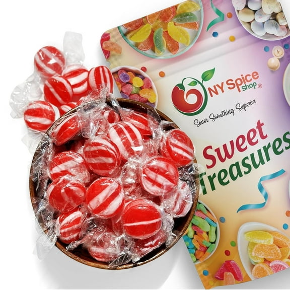 NY SPICE SHOP Striped Cinnamon Candy - 1 Pound - Wrapped Candy - Cinnamon Hard Candy - Cinnamon Disk Hard Candy