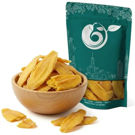 NY SPICE SHOP Natural Special Mango Strips - 08 Ounce - Dried Mango Slices - Soft Chewy Tropical Mango Pieces - Mango Fruit Strips Flavor Snack - Ideal for Baking, Trail Mix & Everyday Use