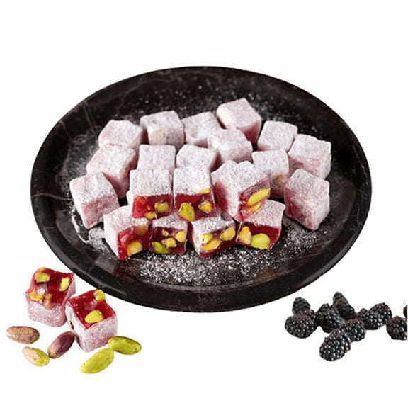 NY SPICE SHOP Turkish Delight Pistachio & Blackberry - 1 Pack - Blackberry Lokum with Pistachios - Blackberry Infused Confection with Pistachio - Pistachio Berry Delight - Blackberry Turkish Delight