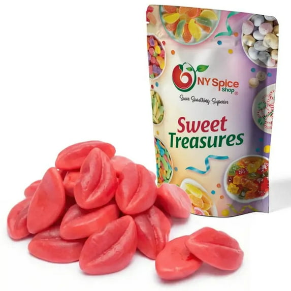 NY SPICE SHOP Valentine Red Puffy Lips - 1 Pound - Strawberry Filled Puffy Lips - Valentines Day Candy - Valentine Candy Bulk - Valentines Day Gifts Candy
