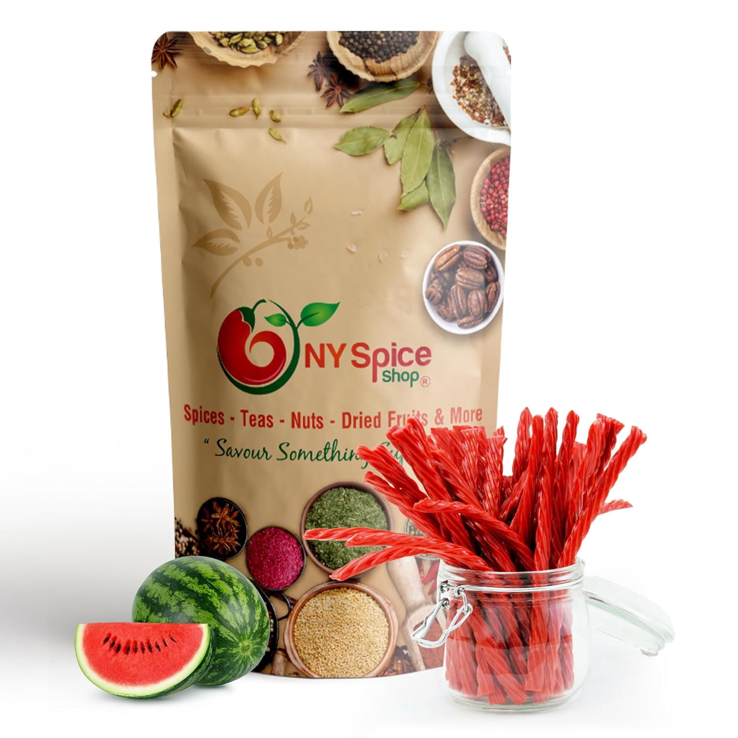 NY SPICE SHOP Watermelon Licorice Twists - 3 Pound - Licorice Candy - Red Candy - Candy Licorice - Licorice Ropes - Straw Candy