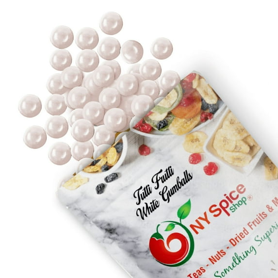 NY SPICE SHOP White Gumballs - 3 Pound - Tutti Frutti Flavor - White Bubble Gum Balls - Snow Gumballs - Frosty Tutti Frutti Gum Spheres