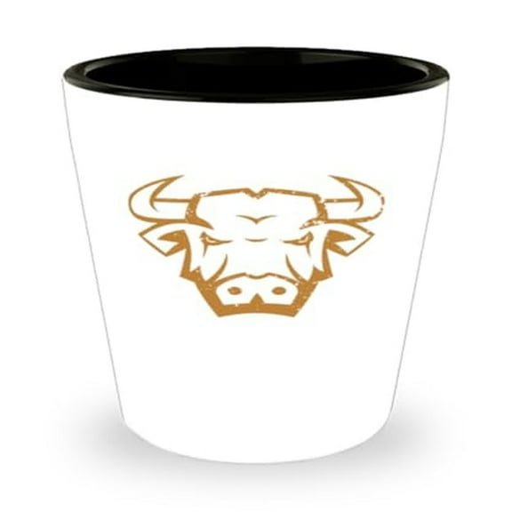 NY Buffalo Head Shot Glass, Unique Animal Themed Mini Glassware, Perfect 1.5oz Keepsake Gift for Collectors, White