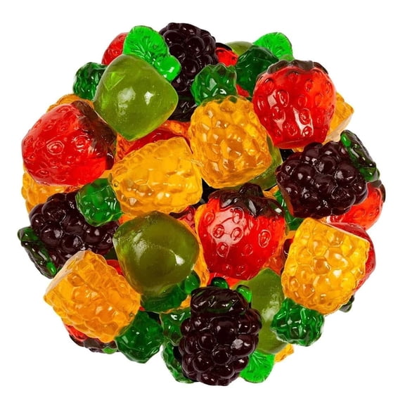 NY Spice Shop Mixed Fruit Burst Jelly Candy - 1 Pound - Mixed Fruit Burst Sweets - Stuffed Fruit Chews - Fruit Explosion Candies - Juicy Fruity Filled Gummies