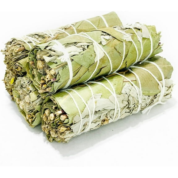 NY Spice Shop 4 Inch Eucalyptus with White Sage Bundle - 5 Pack - Sage Smudge Stick - Sage Sticks – Insence
