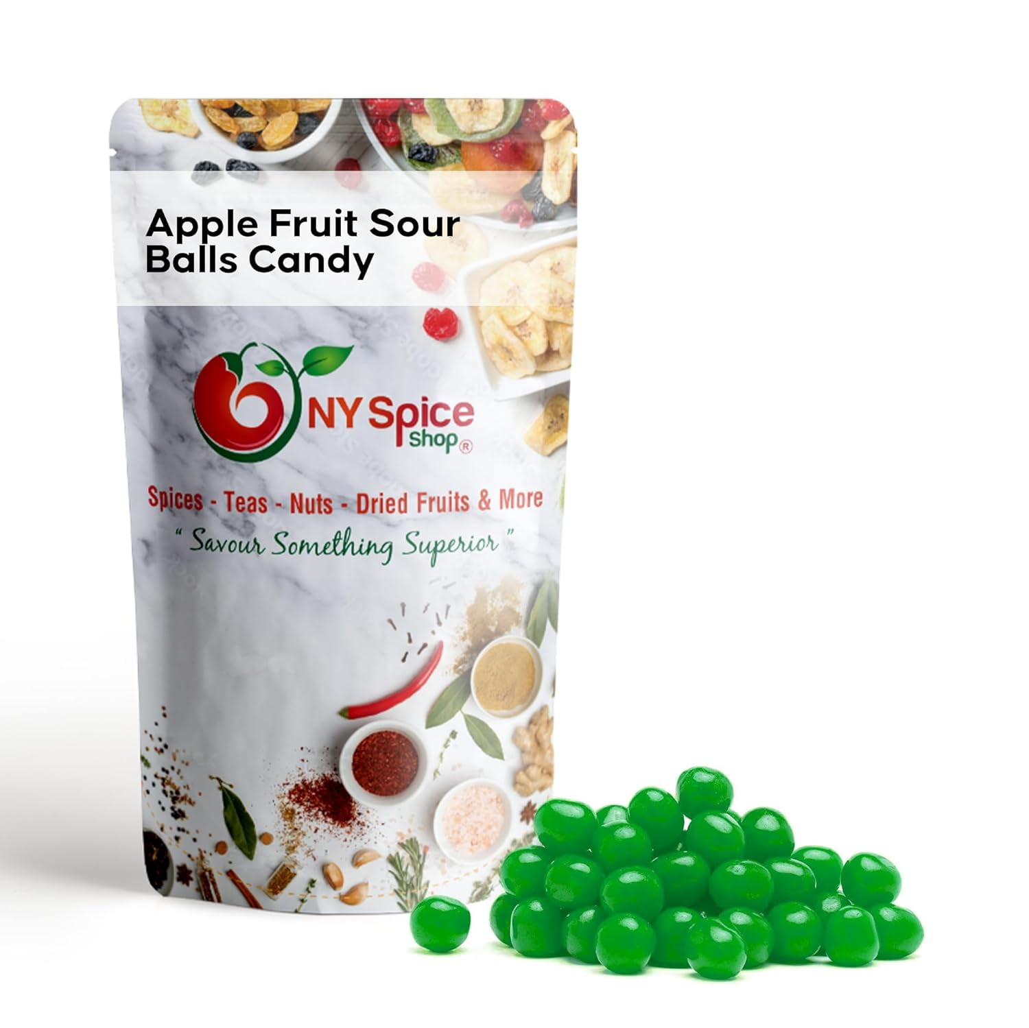 NY Spice Shop Assorted Green Apple Sour Balls - 3 Pound - Healthy Snacks - Bulk Candy Balls - Assorted Candy Sour Balls