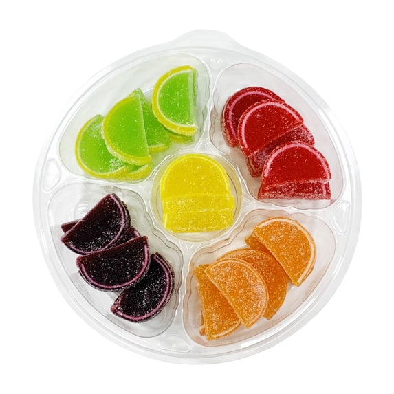 NY Spice Shop Assorted Mix Jelly Tray - 2 Pound – Lemon Candy Fruit Slices, Key Lime Fruit Slices, Red Raspberry Fruit Slices, Orange Fruit Slices, Black Cherry Fruit Slices