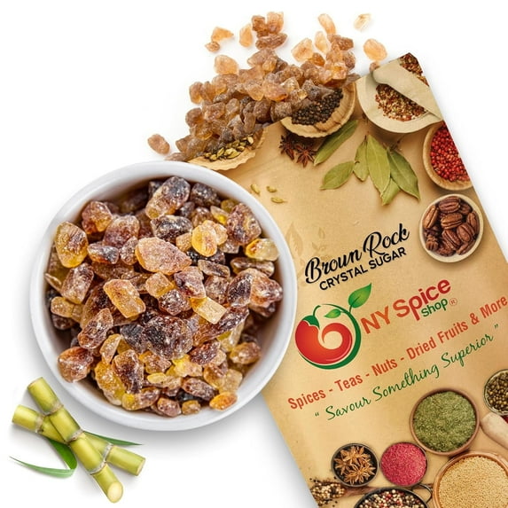 NY Spice Shop Brown Rock Crystal Sugar - 8 Ounce - Crystal Sugar - Rock Candy - Rock Sugar Crystals - Candy Rocks