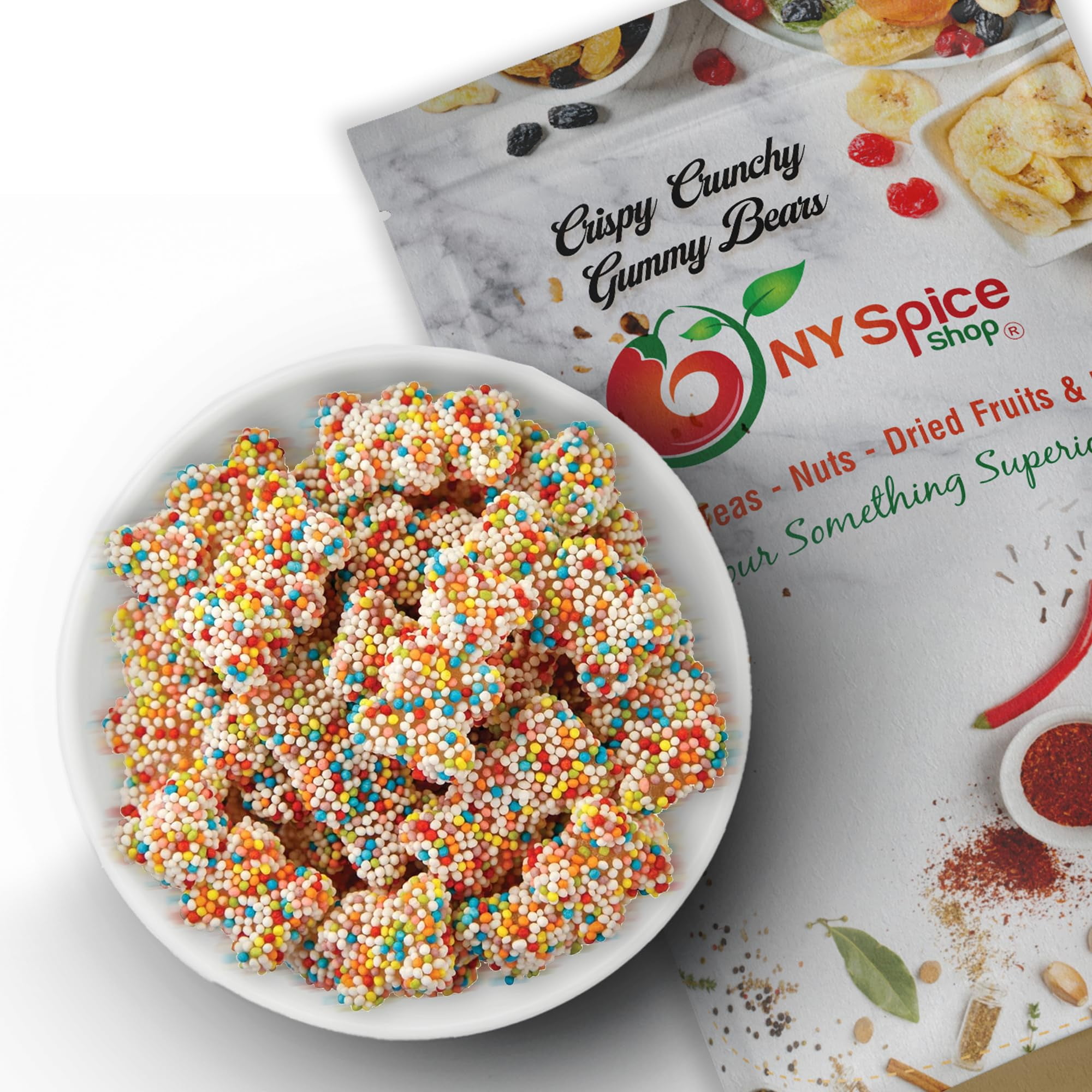 NY Spice Shop Crispy Crunchy Gummy Bears Bulk - 8 Ounce Rainbow Mini ...