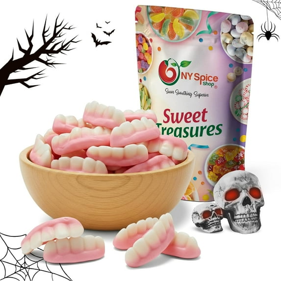 NY Spice Shop Halloween Gummy Teeth- 1 Pound - Halloween Gummy Candies - Halloween Gummy Candy - Halloween Movie Snacks Candy - Edible Creepy Gummy Candies for Trick or Treat Deals