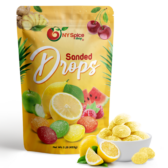 NY SPICE SHOP Lemon Sanded Candy Drops - 1 Pound - Classic Lemon Drops Hard Candy - Sour Lemon Hard Candy - Lemon Candy Drops - Old Fashioned Sanded Drops - Perfect for Snacking, Sharing & Decor