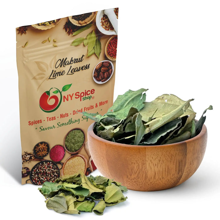 NY Spice Shop Makrut Lime Leaves - 1 Pound - Kaffir Leaves - Thai Lime Leaves - Citrus Hystrix Leaves - Wild Lime Leaves