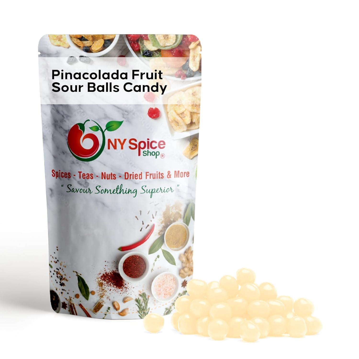 NY Spice Shop Pina Colada Fruit Sour Balls- 3 Pound - Healthy Snacks - Bulk Candy Balls - Assorted Candy Sour Balls