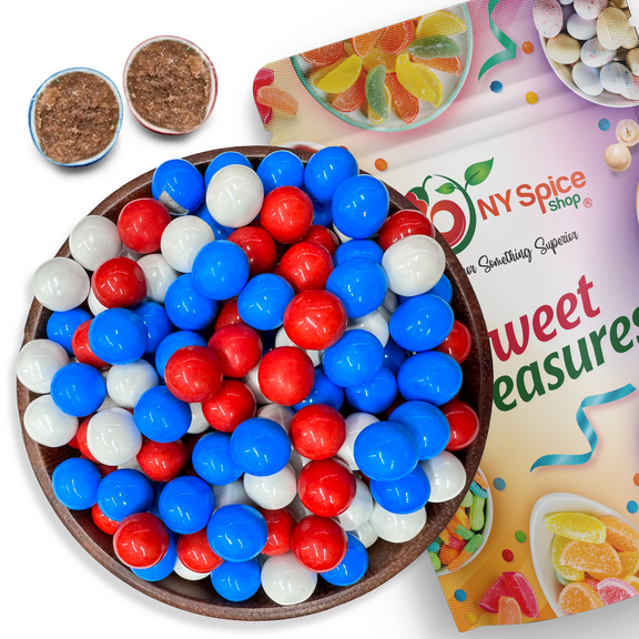 NY SPICE SHOP Red, White, and Blue Sixlets - 1 Pound - Red, White, and Blue Candy - 4th of July Candy - Patriotic Candy - Memorial Day Candy