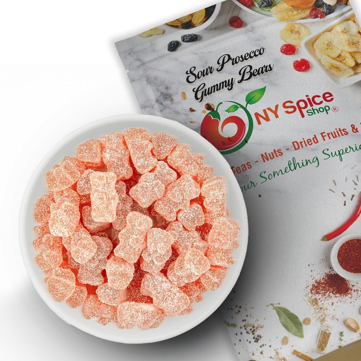 NY Spice Shop Prosecco Sour Gummy Bears Bulk - 3 Pound - Gummies Bears Candy - Sour Gummies Fruit Snacks - Chewy Super Candy - Flavor Gummy Candies
