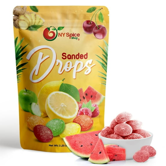 NY SPICE SHOP Watermelon Sanded Candy Drops - 5 Pound - Classic Watermelon Flavored Hard Candy - Sour Drops Candy - Old Fashioned Sanded Drops - Perfect for Snacking, Sharing & Decor