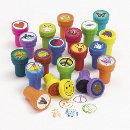 NY TOYZ® High Quality 100 Assorted Stamps for Kids- #1 Self Ink Washable  Plastic Stamp Set w Rubber Tip (set of 100)