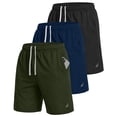 thumbnail image 1 of NY Threads 3 Pack Men's Athletic Shorts Quick Dry Lightweight Workout Running Gym Shorts with Pockets, XX-Large, Black/Dark Grey/Red, 1 of 7