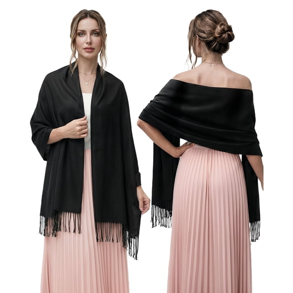 NY Threads Buttery Soft Women's Pashmina Shawl Wrap for Wedding Evening Scarf, Black
