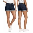thumbnail image 1 of NY Threads Jean Shorts for Women Mid Rise Denim Shorts with Folded Hem, 33, Dark Blue, 1 of 7
