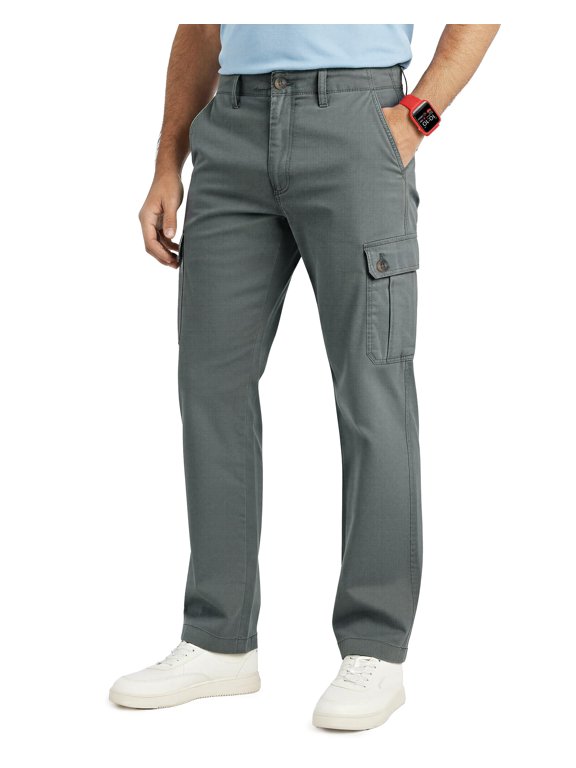 Men Cargo Pants Relaxed Fit Casual Cotton Hiking Work Pants, 32W x 32L, Dark Grey