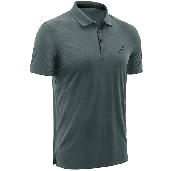 NY Threads Men's Golf Polo Shirt UPF 70+ Regular Fit Moisture Wicking Quick Dry Performance Short Sleeves Polo, Large, Dark Grey