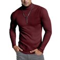 thumbnail image 1 of NY Threads Men's Ribbed Turtleneck Slim Fit Pullover Casual Long Sleeves Basic Top, Small, Wine Red, 1 of 10