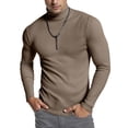 thumbnail image 1 of NY Threads Men's Ribbed Turtleneck Slim Fit Pullover Casual Long Sleeves Basic Top, XX-Large, Khaki, 1 of 10