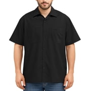 NY Threads Men's Work Shirt, Short Sleeve, Two Pockets, Durable Work Wear, X-Large, Black