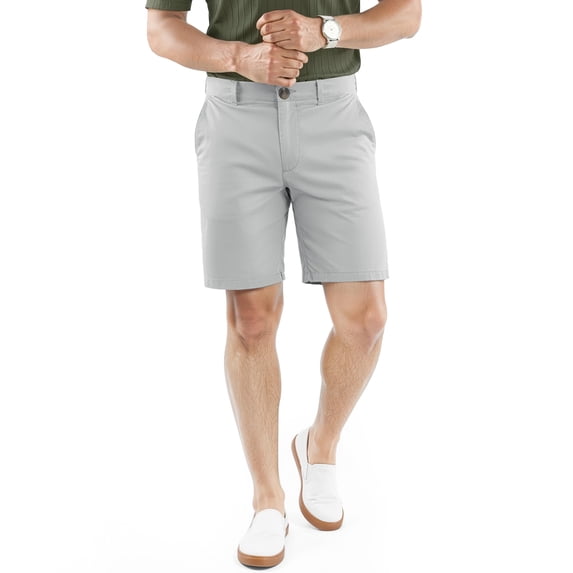 NY Threads 100% Cotton Stretch Khaki Men Casual Chino Shorts 10" Inseam, 44, Light Grey
