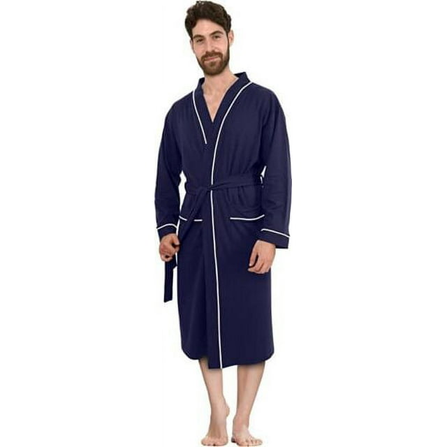 NY Threads Mens Knit Robe Lightweight Summer Cotton Blend Bathrobe